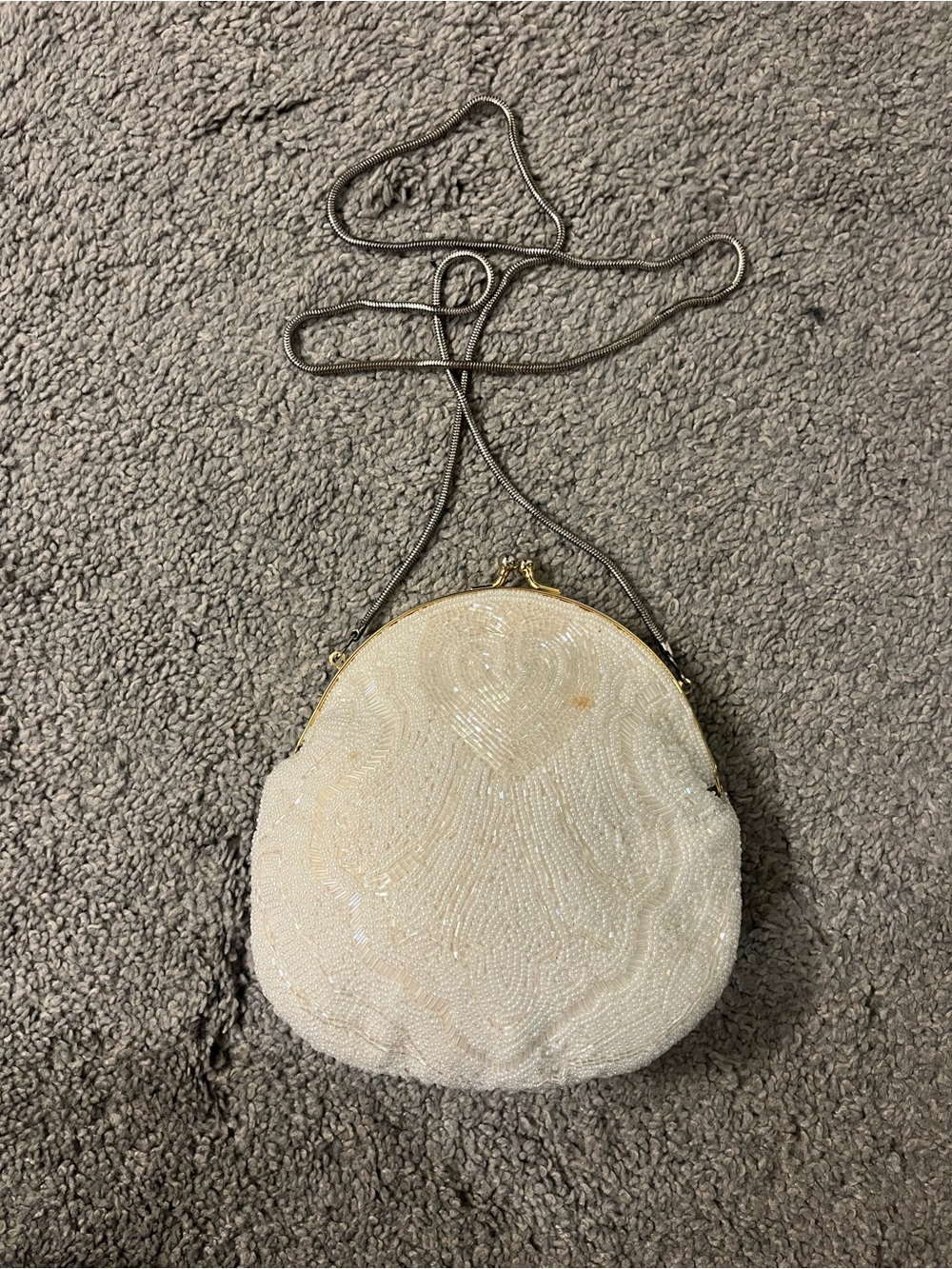 Beaded Ivory Evening Crossbody Bag